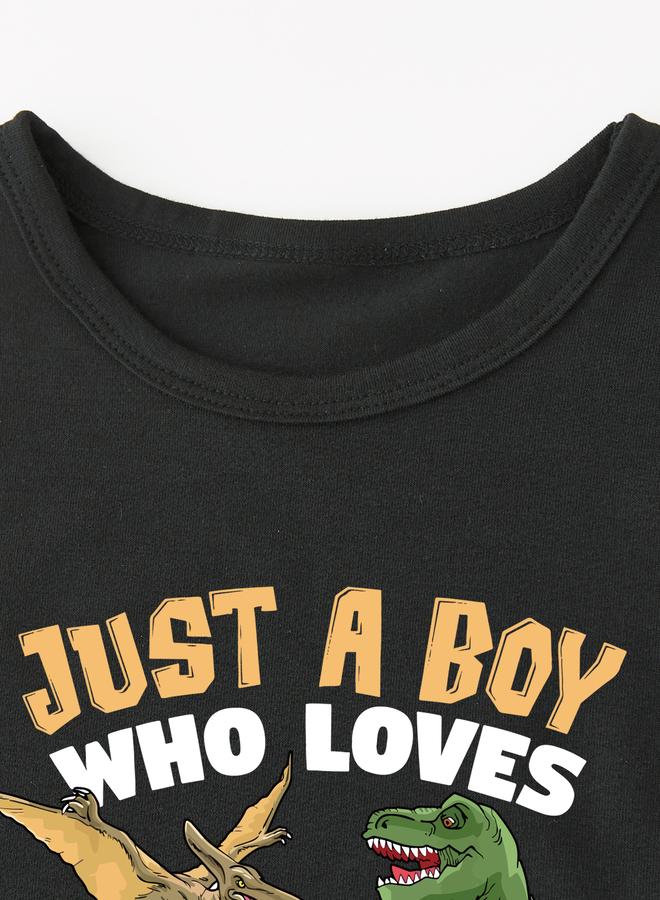 تايك تو تيشيرت دائري مطبوع برسومات ديناصور للأولاد - Image 3