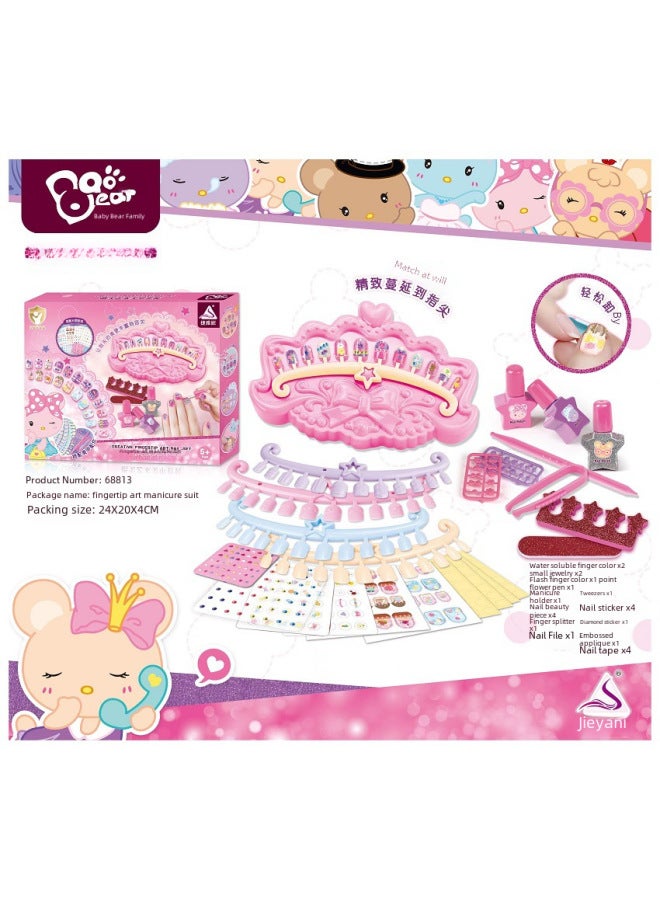 Children's Play House Princess Girl Manicure DIY Nail Patch Sticker Handbag Nail Polish Makeup Set-Color:Nail Tote 68812  - Image 4