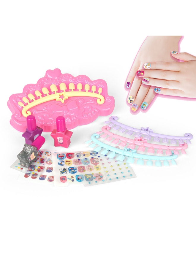 Children's Play House Princess Girl Manicure DIY Nail Patch Sticker Handbag Nail Polish Makeup Set-Color:Nail Tote 68812  - Image 5