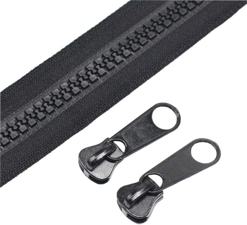 YaHoGa 10 Large Plastic Zipper by The Yard Bulk Black 10 Yards with 10pcs Long Sliders for DIY Sewing Tailor Crafts Canvas Bags Tents 10 Yards - Image 1