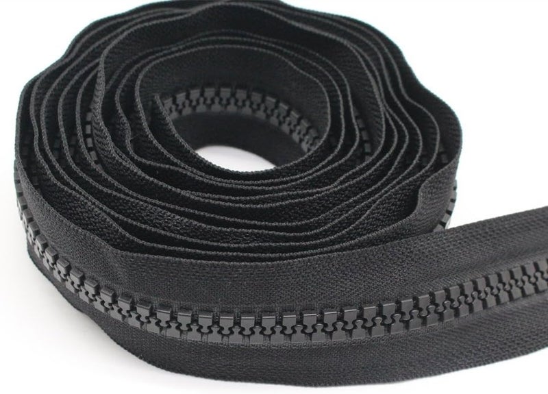 YaHoGa 10 Large Plastic Zipper by The Yard Bulk Black 10 Yards with 10pcs Long Sliders for DIY Sewing Tailor Crafts Canvas Bags Tents 10 Yards - Image 2