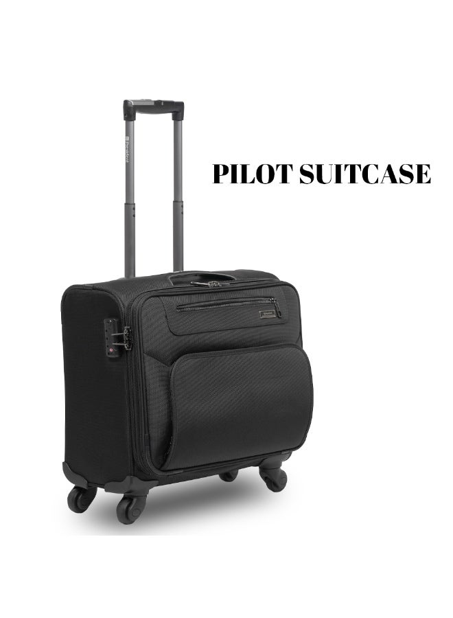 President 18-inch Premium Pilot Bag Water Resistant 4 Smooth Wheeled Rolling Laptop Case with Safe Zippers for Unisex, 9117 -Black - Image 3