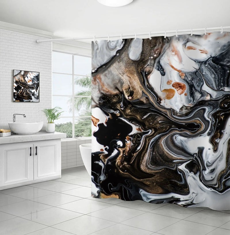 Bluejw Printed Polyester Shower Curtain Set for Bathroom  Cheap Elegant Polyester Print Shower Curtain With 12 Button Holes - Image 1