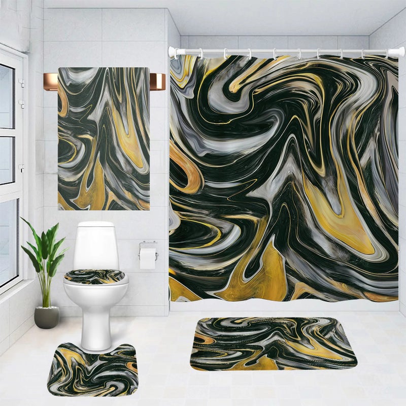 Bluejw Printed Polyester Shower Curtain Set for Bathroom  Cheap Elegant Polyester Print Shower Curtain With 12 Button Holes - Image 3