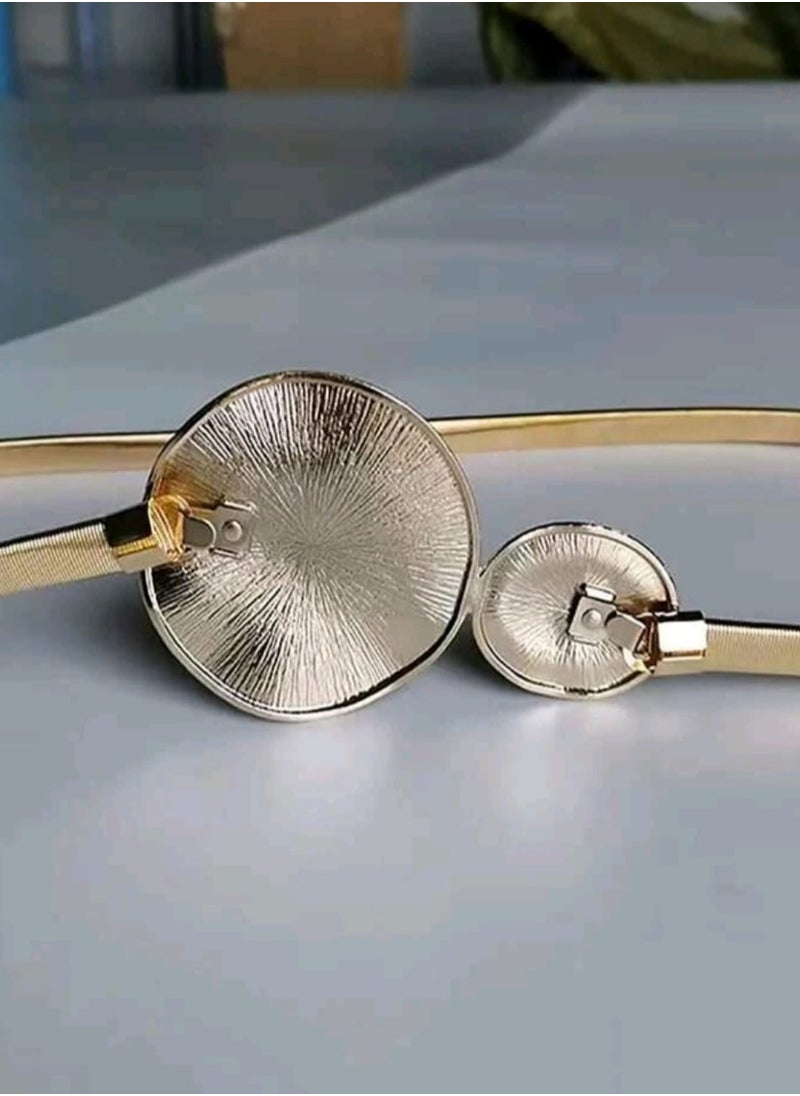 شي إن سلسلة خصر مرنة بسيطة وعصرية للنساء من المعدن باللون الذهبي بتصميم ربيعي أنيق  - Image 2