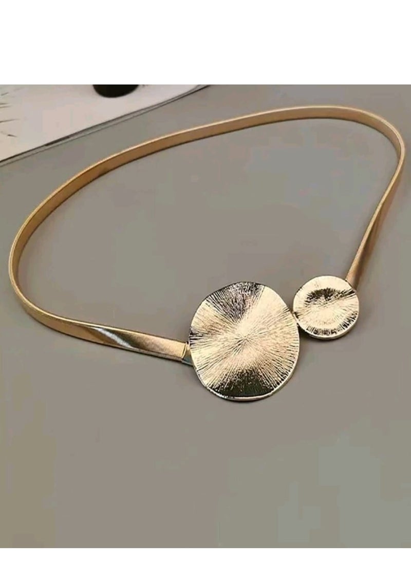 شي إن سلسلة خصر مرنة بسيطة وعصرية للنساء من المعدن باللون الذهبي بتصميم ربيعي أنيق  - Image 3
