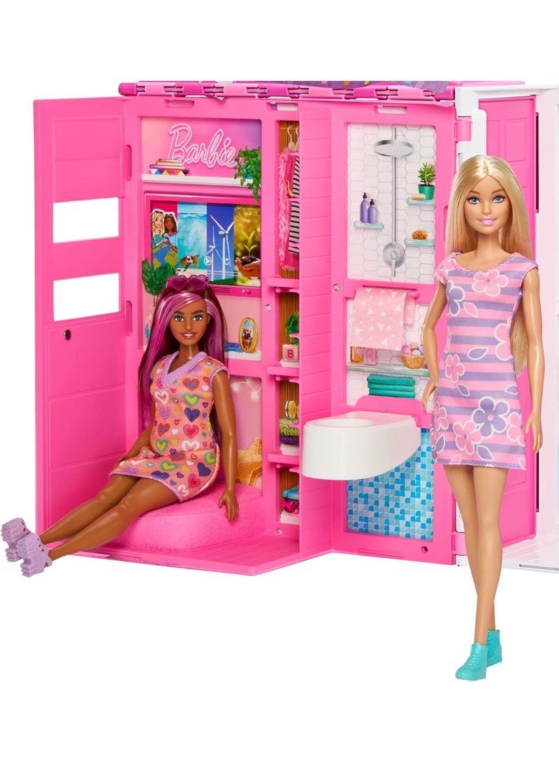 Barbie Doll And House Playset, Getaway House With 4 Play Areas Including Kitchen, Bathroom, Loft Bedroom And Lounge, 11 Decor Accessories - Image 4