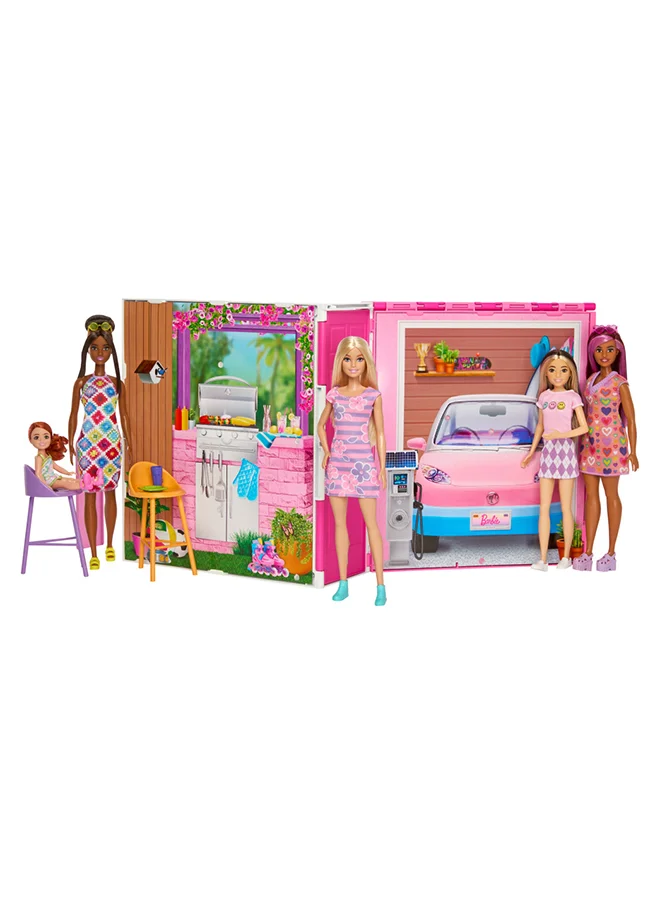 Barbie Doll And House Playset, Getaway House With 4 Play Areas Including Kitchen, Bathroom, Loft Bedroom And Lounge, 11 Decor Accessories