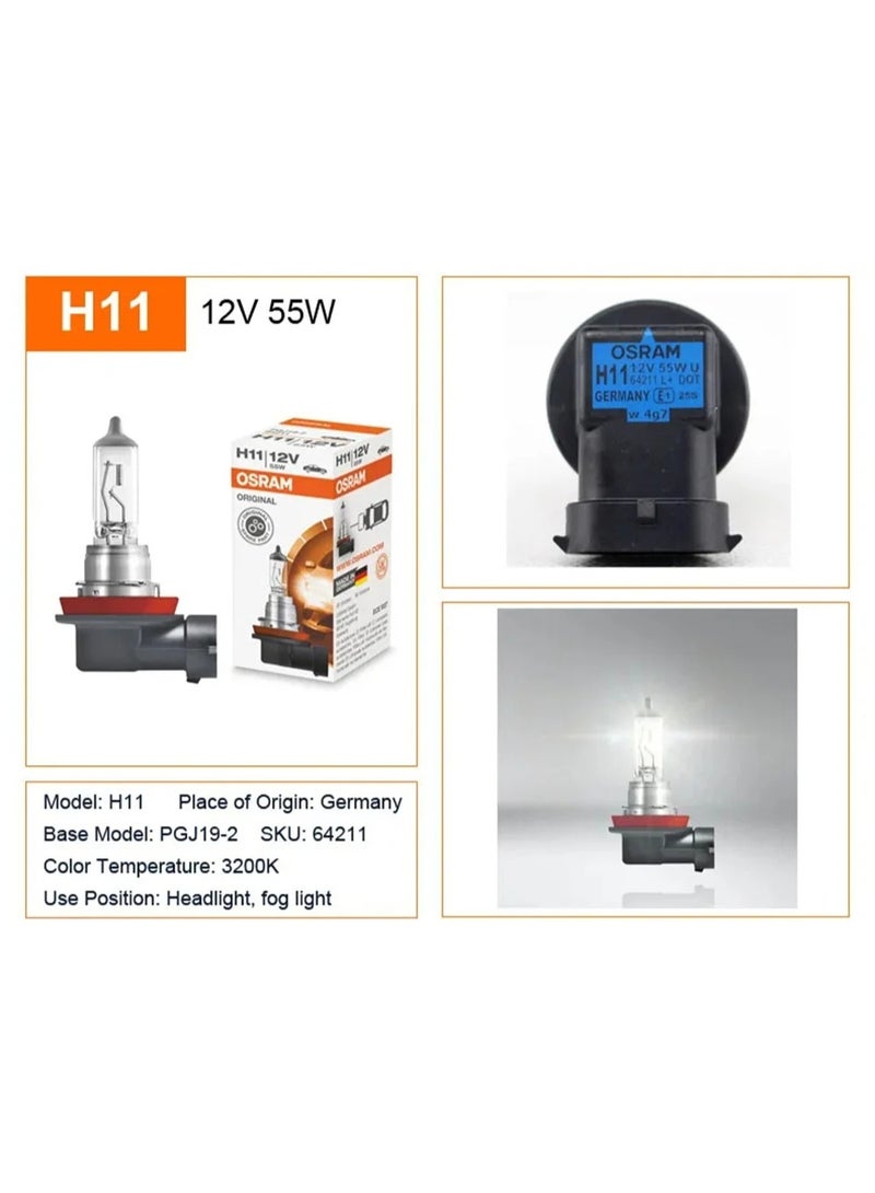 Osram 2PCS H11 12V 55W Original Line Halogen Bulbs Car Bulb Headlamp Light Bulbs Bulb Car lamp Headlight Headlight Hi/lo Beam Original Fog Lamp Halogen Bulb Made in DE - Image 3