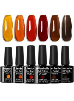 Allenbelle Jelly Gel Nail Polish Set 6 Color,Sheer Brown Gel Nail Polish Set,Uv Led Soak Off Polish Home Diy Manicure Nail Salon Varnish  - Image 1