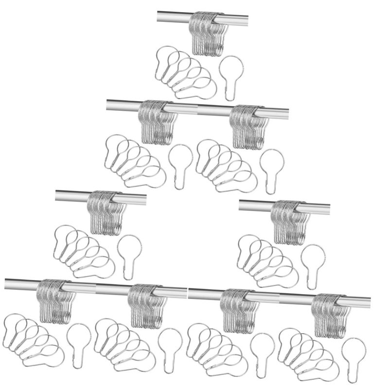 Silver Metal Gourd Shaped Shower Curtain Hooks 60Pcs Rustproof Bathroom Organizer Clips - Image 3