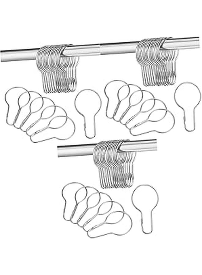 Silver Metal Gourd Shaped Shower Curtain Hooks 60Pcs Rustproof Bathroom Organizer Clips - Image 1