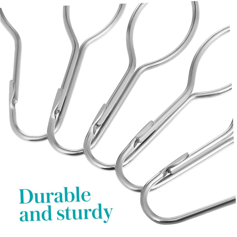 Silver Metal Gourd Shaped Shower Curtain Hooks 60Pcs Rustproof Bathroom Organizer Clips - Image 4