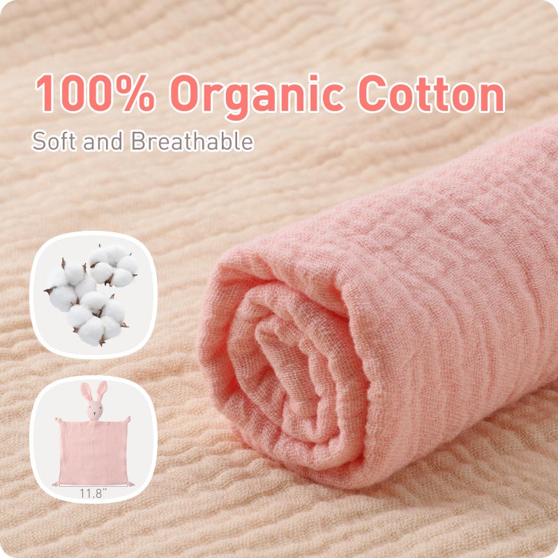Knirose Premium Soft Muslin Cotton Bunny Loveys Soft & Breathable Newborn Security Blanket, Perfect for Baby Boy Girl, Gender Neutral. Fabric for Comfortable Sleep & Play, Ideal for Newborns, Toddlers - Image 5