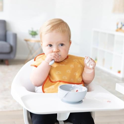 Bumkins Bibs for Girl or Boy, SuperBib Baby and Toddler for 6-24 Months, Essential Must Have for Eating, Feeding, Baby Led Weaning Supplies, Mess Saving Catch Food, Waterproof Fabric 3-pk Desert Boho - Image 2