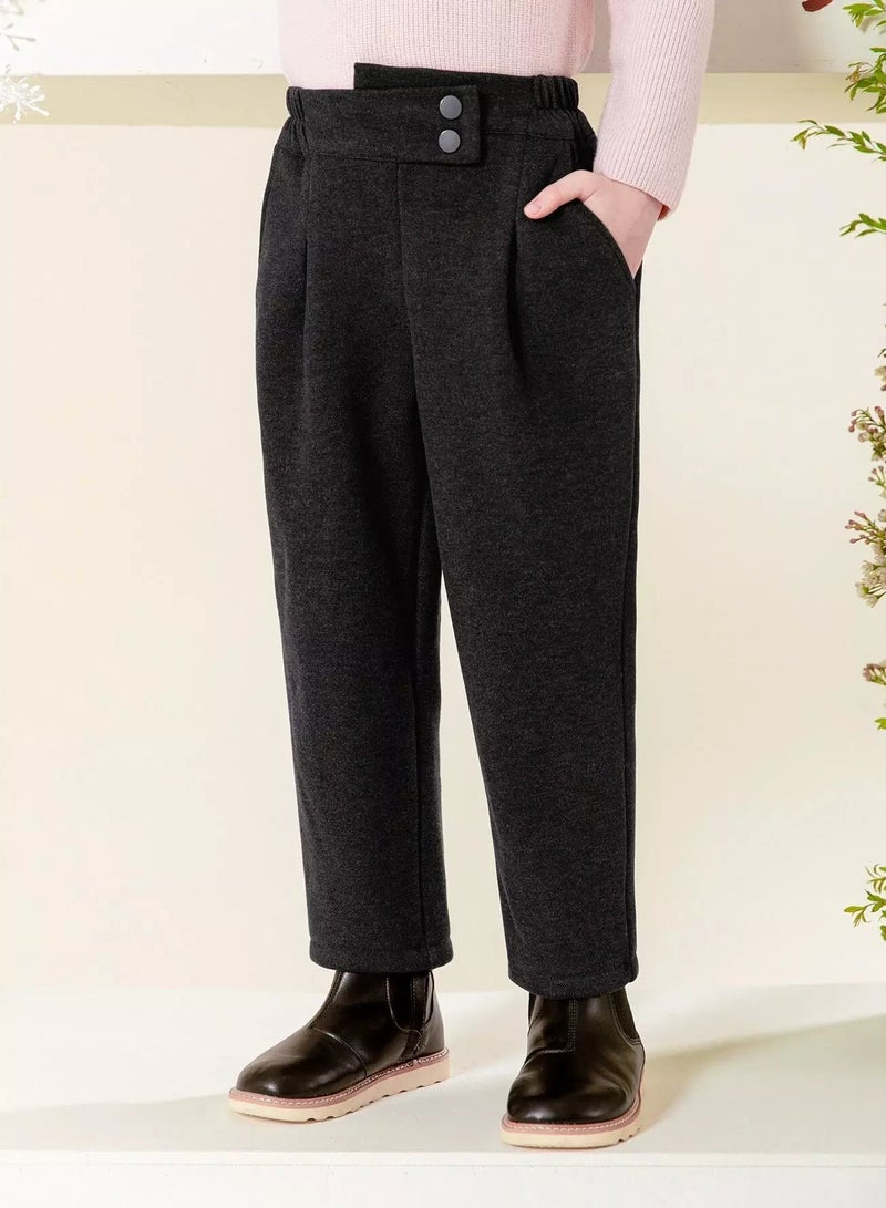 Girls Button Fly Plicated Pants  - Image 3