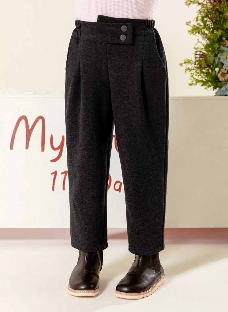 Girls Button Fly Plicated Pants  - Image 4