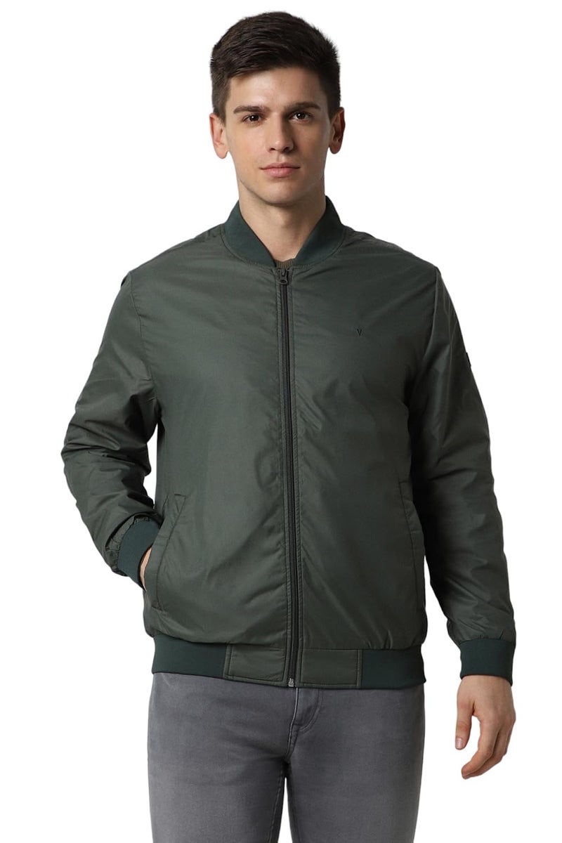 Van Heusen Polyester Sport Men's Car Standard Coat (Vsjkabofw70774_Olive_M), Grey - Image 1