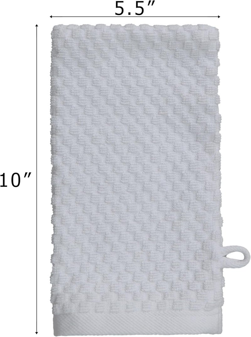 Cotton Craft قفاز استحمام قطن كرافت مجموعة من 6 قفازات تقشير قطنية بتصميم ويفل يورو سبا 100 قطن قفاز استحمام للجسم منشفة بيضاء 55x10 - Image 4
