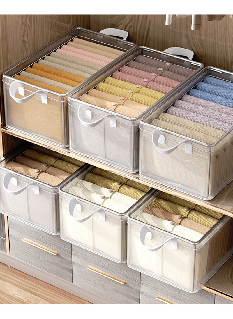CityRiya-Long Clothing Storage Bins 6 Pcs Clothes Storage Box for Closet Foldable Storage Baskets Cube Closet Organizer Clothes Storage Containers Boxes for Organizing Shelves Clothes, Toys, Office  - Image 1