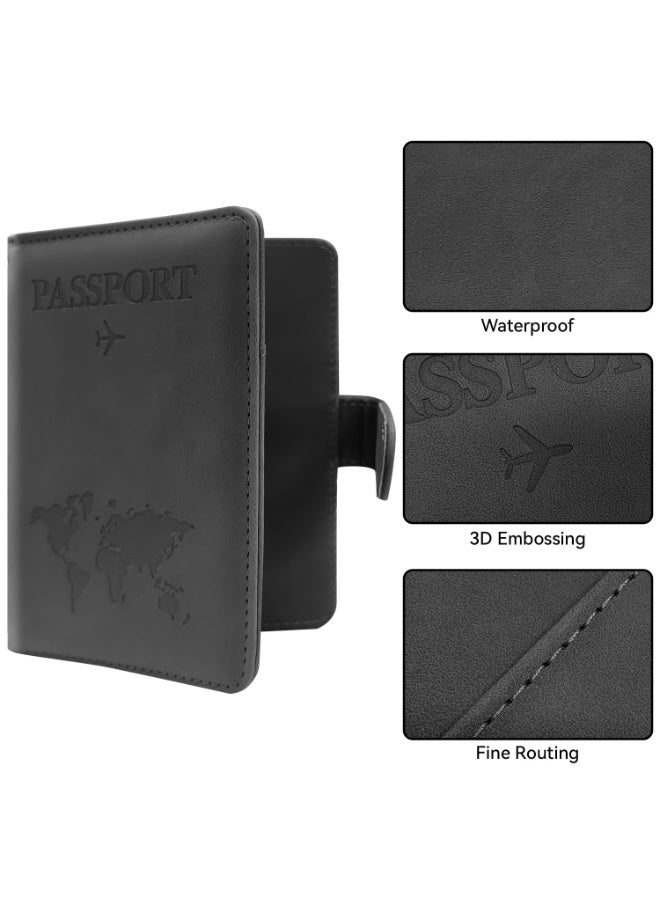 PU Leather Passport Travel Holder, RFID Blocking Document Organizer with Magnetic Closure ,Document Organizer Protector for Credit & ID Cards, Boarding Passes - Image 3