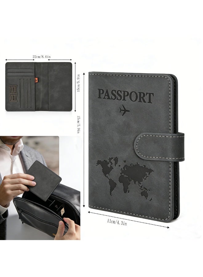 PU Leather Passport Travel Holder, RFID Blocking Document Organizer with Magnetic Closure ,Document Organizer Protector for Credit & ID Cards, Boarding Passes - Image 2