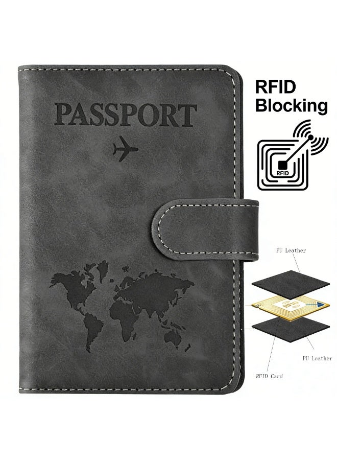 PU Leather Passport Travel Holder, RFID Blocking Document Organizer with Magnetic Closure ,Document Organizer Protector for Credit & ID Cards, Boarding Passes - Image 4