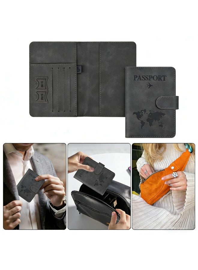 PU Leather Passport Travel Holder, RFID Blocking Document Organizer with Magnetic Closure ,Document Organizer Protector for Credit & ID Cards, Boarding Passes - Image 5