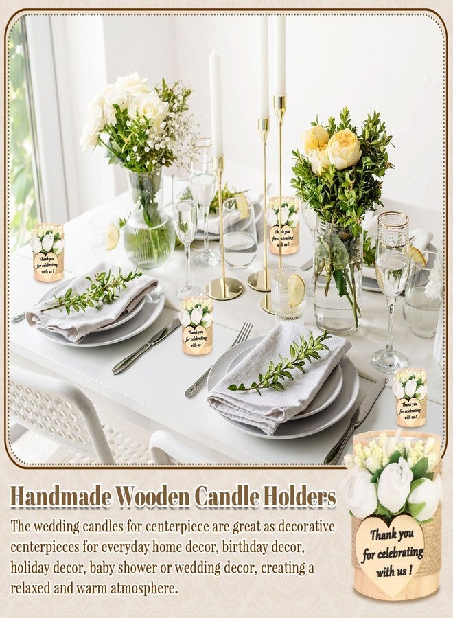 AiXiAng 24 pcs Handmade White Rose Wood Tealight Candle Holder,Bridal Shower Tealight Holder Thank You Gifts, Wedding Favors for Guests, Wooden Cylinder Candle Holders for Table Centerpiece - Image 5