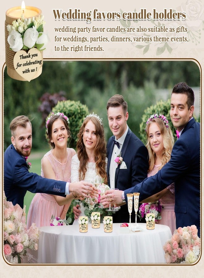 AiXiAng 24 pcs Handmade White Rose Wood Tealight Candle Holder,Bridal Shower Tealight Holder Thank You Gifts, Wedding Favors for Guests, Wooden Cylinder Candle Holders for Table Centerpiece - Image 4