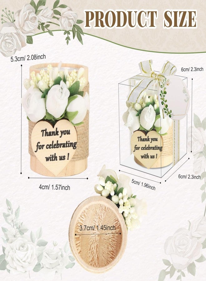 AiXiAng 24 pcs Handmade White Rose Wood Tealight Candle Holder,Bridal Shower Tealight Holder Thank You Gifts, Wedding Favors for Guests, Wooden Cylinder Candle Holders for Table Centerpiece - Image 2