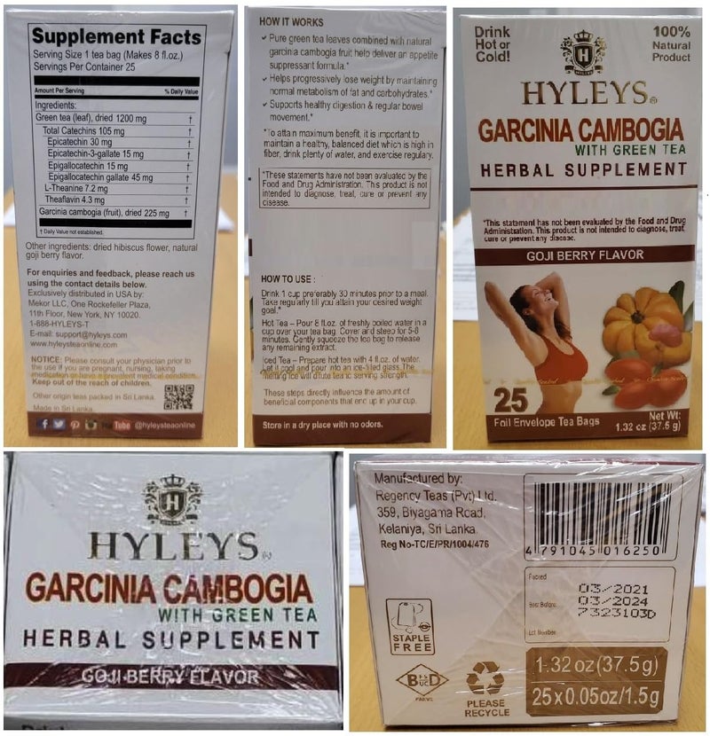 HYLEYS Tea Garcinia Cambogia Green Tea with Goji Berry Flavor  25 Tea Bags 12 Pack  300 Tea Bags Total - Image 2