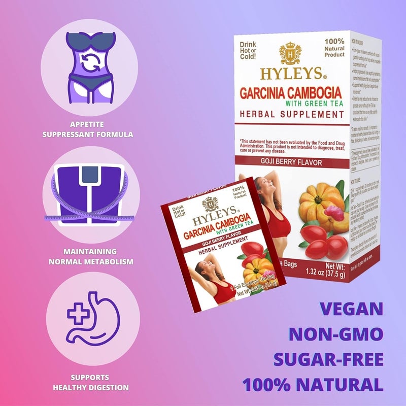 HYLEYS Tea Garcinia Cambogia Green Tea with Goji Berry Flavor  25 Tea Bags 12 Pack  300 Tea Bags Total - Image 4