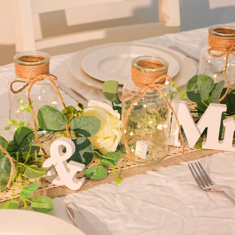 Houmury Set of 12 Vintage Glass Vases for Flowers Farmhouse Clear Glass Vases for Centerpieces Small Flower Vases with Twine Ties for Wedding, Parties & Home Decor - Image 2