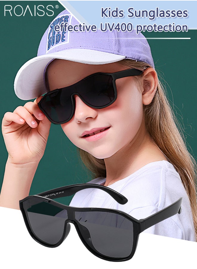roaiss Aviator Polarized Sunglasses for Kids, UV400 Protection Cute Beach Holiday Sun Glasses with Lightweight Flexible TPEE Frame for Boys Girls and Children Age 3-12, Black  - Image 1