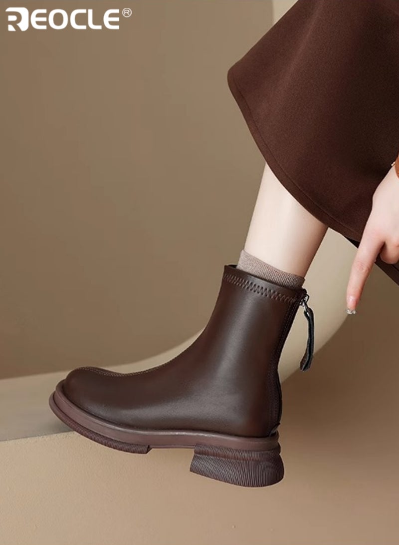 ريوكل نسائي تشيلسي أحذية الكاحل مكتنزة ارتفاع منصة مكتنزة زيادة تصميم سحاب الظهر مادة PU الاصطناعية للنزهات غير الرسمية أسلوب الشارع وارتداء مريح يومي - Image 4