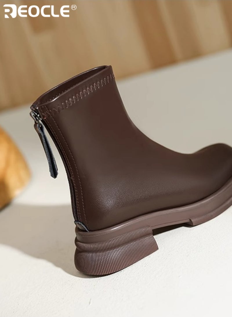 ريوكل نسائي تشيلسي أحذية الكاحل مكتنزة ارتفاع منصة مكتنزة زيادة تصميم سحاب الظهر مادة PU الاصطناعية للنزهات غير الرسمية أسلوب الشارع وارتداء مريح يومي - Image 5