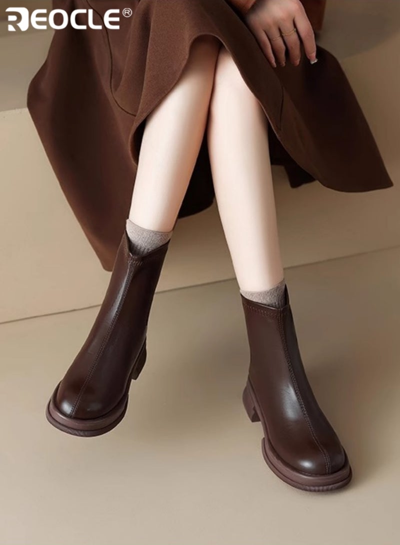 ريوكل نسائي تشيلسي أحذية الكاحل مكتنزة ارتفاع منصة مكتنزة زيادة تصميم سحاب الظهر مادة PU الاصطناعية للنزهات غير الرسمية أسلوب الشارع وارتداء مريح يومي - Image 2