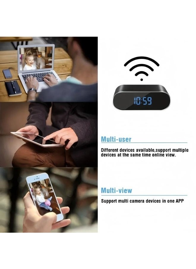Security Camera with Clock, HD 1080P Indoor WiFi Camera with Night Vision and Motion Detection, Nanny Camera for Home Office, and more.