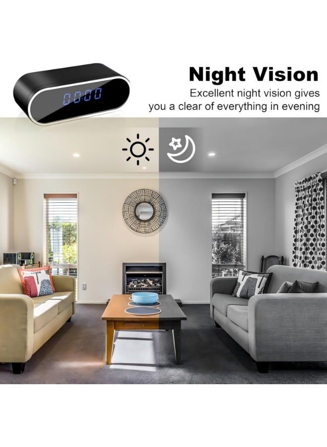 Security Camera with Clock, HD 1080P Indoor WiFi Camera with Night Vision and Motion Detection, Nanny Camera for Home Office, and more.
