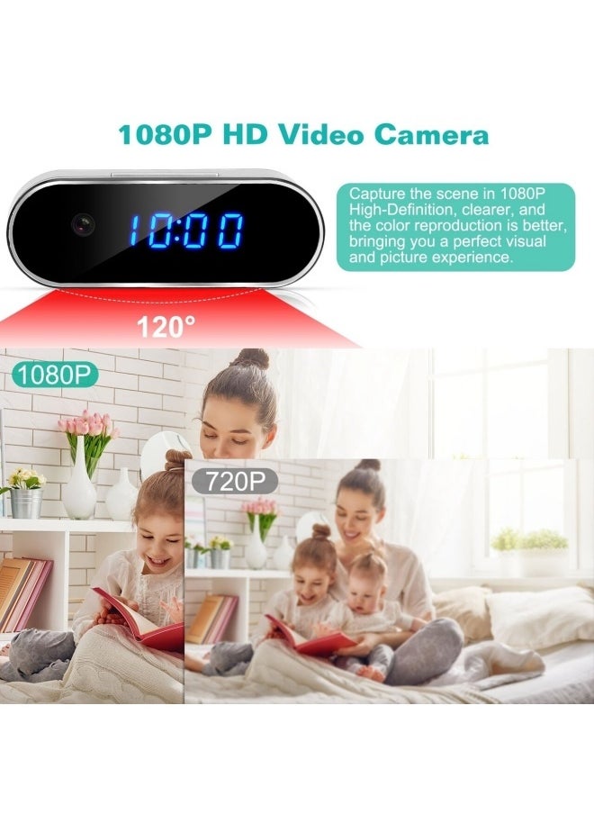 Security Camera with Clock, HD 1080P Indoor WiFi Camera with Night Vision and Motion Detection, Nanny Camera for Home Office, and more.