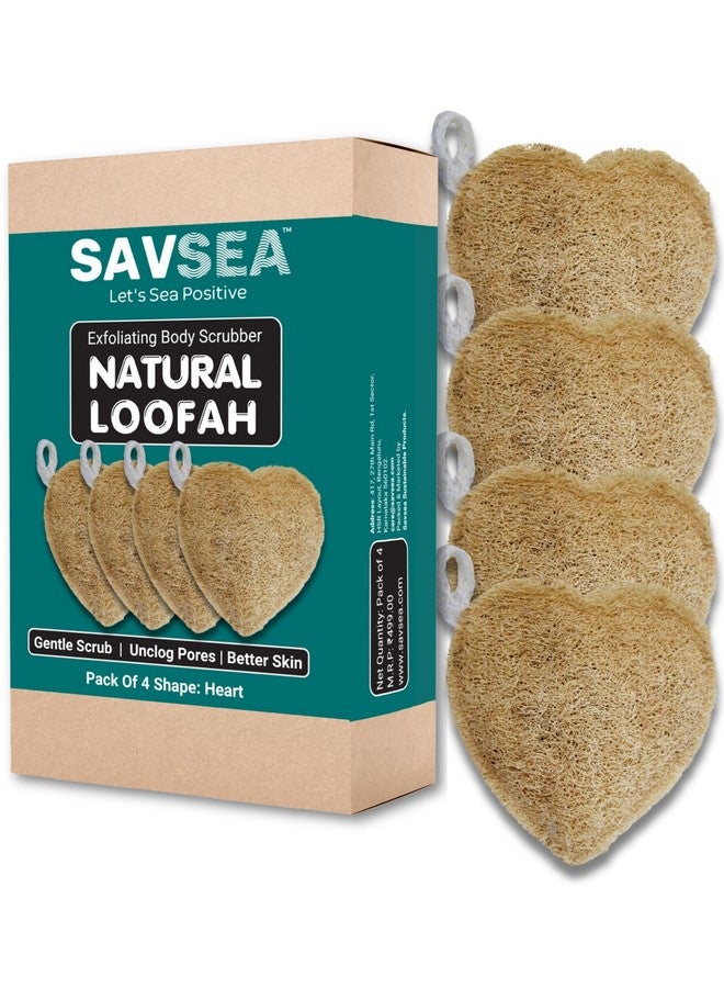 SavSea Natural Loofah Scrubber for Body - Heart Shape Sponge for Bath (Pack of 4) | Exfoliating Body Loofah & Skin Brightening Bath Sponge | Eco-Friendly & Biodegradable Shower Sponge - Image 3