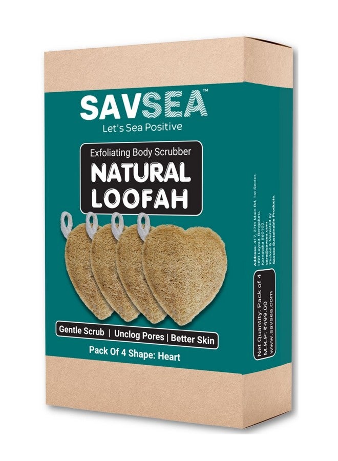 SavSea Natural Loofah Scrubber for Body - Heart Shape Sponge for Bath (Pack of 4) | Exfoliating Body Loofah & Skin Brightening Bath Sponge | Eco-Friendly & Biodegradable Shower Sponge - Image 5