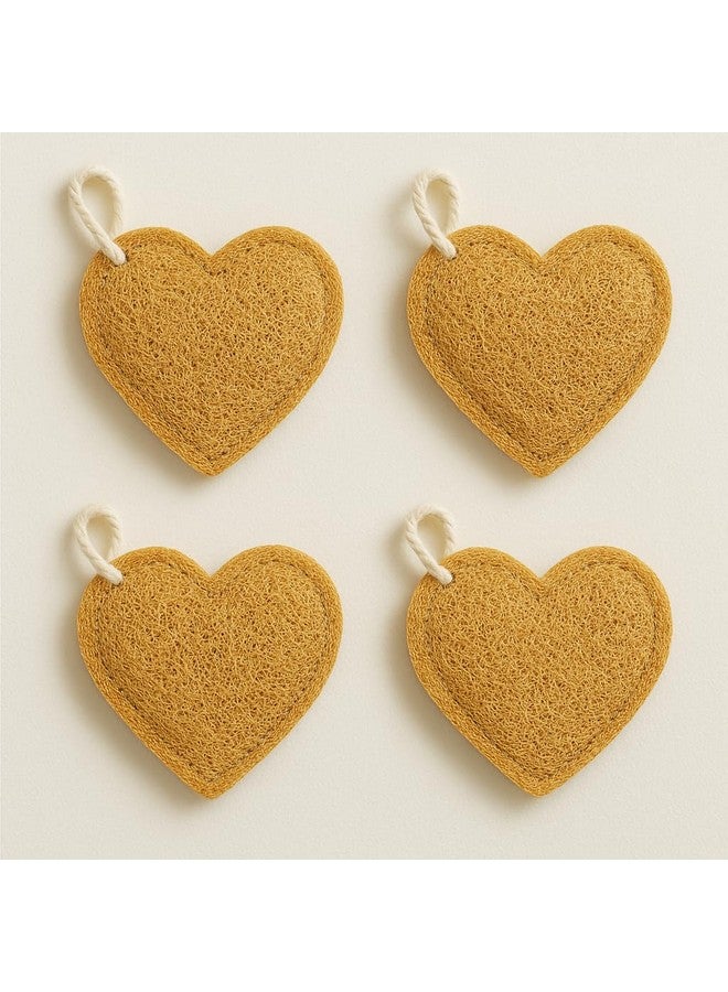 SavSea Natural Loofah Scrubber for Body - Heart Shape Sponge for Bath (Pack of 4) | Exfoliating Body Loofah & Skin Brightening Bath Sponge | Eco-Friendly & Biodegradable Shower Sponge - Image 1