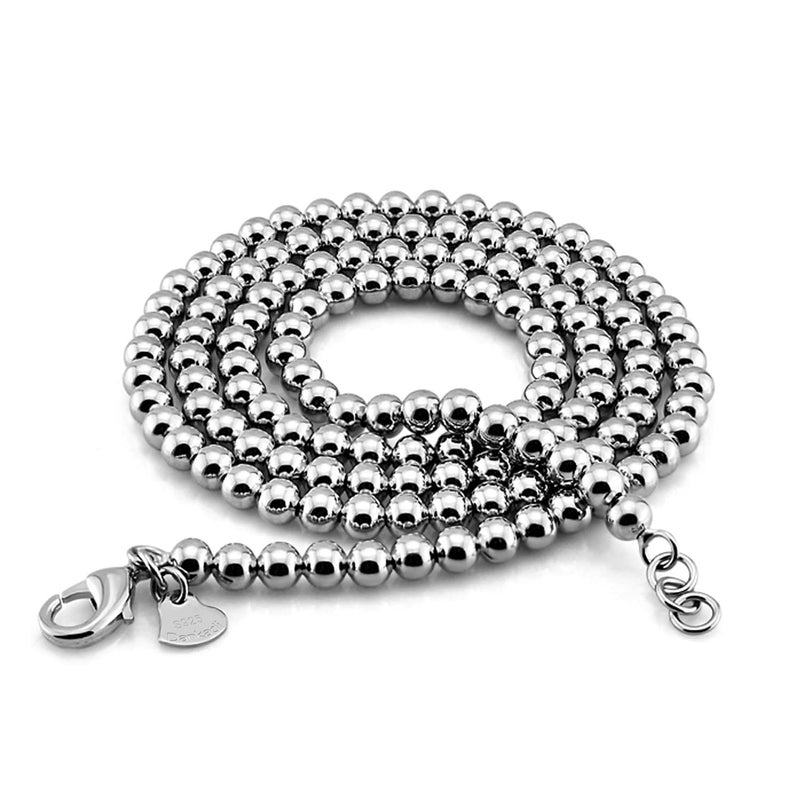 H&Beautimer 925 Sterling Silver 4MM 6MM Bead Chain Necklace-Italian Handmade Bead Ball Necklace-Women Jewelry 18-34'' (26 Inch, 6MM Width) - Image 1