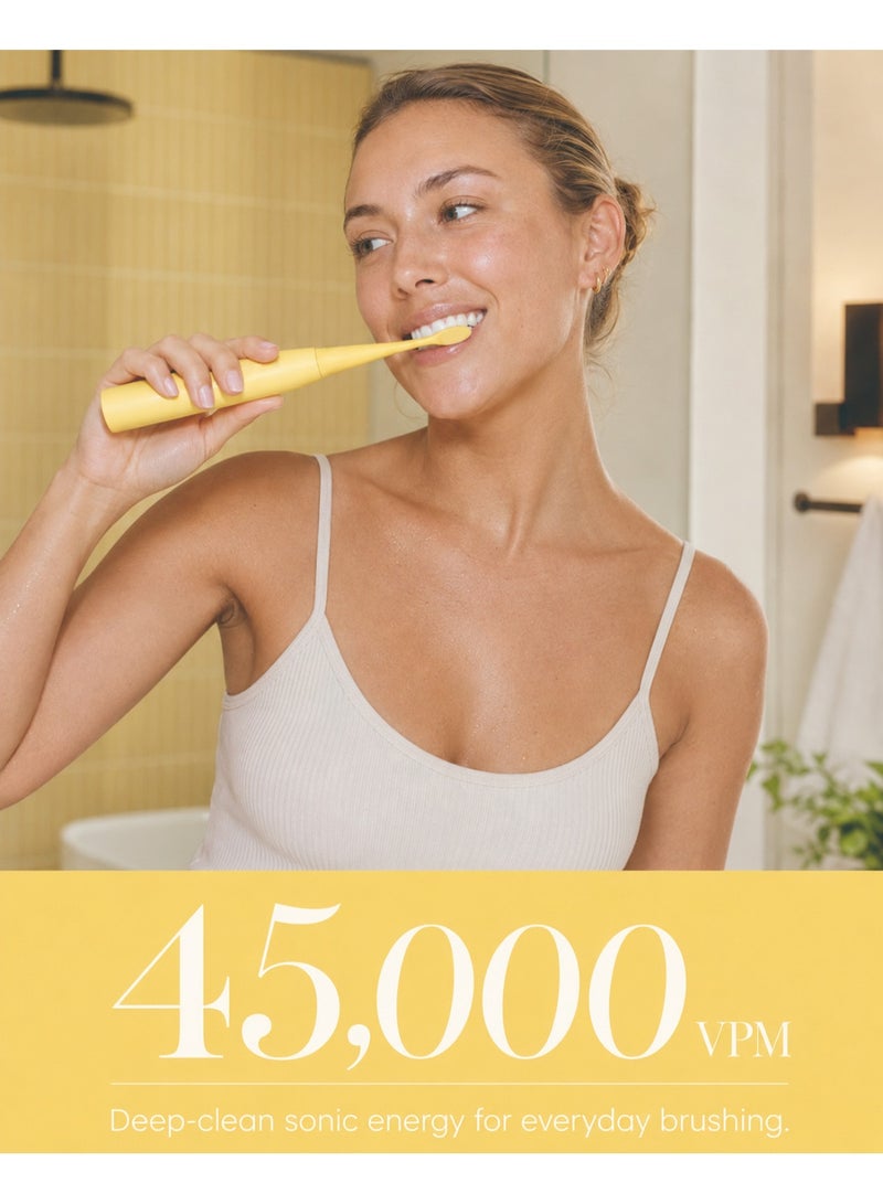 ماي سمايل فرشاة أسنان كهربائية MySmile DY156 للبالغين، قابلة لإعادة الشحن بتقنية الصوت مع بطارية وفرشاة محمولة مع 3 رؤوس فرشاة، مؤقت ذكي لمدة دقيقتين و5 أوضاع، 45000 نبضة في الدقيقة، شحنة واحدة تدوم 60 يومًا (أسود، متوسط) & فرشاة أسنان كهربائية MySmile DY156 للبالغين، قابلة لإعادة الشحن ومحمولة بتقنية الصوت مع 3 رؤوس فرشاة، مؤقت ذكي لمدة دقيقتين و5 أوضاع، 45000 دورة في الدقيقة، شحنة واحدة تدوم 60 يومًا (أصفر، الحجم المتوسط) مجموعة - Image 5