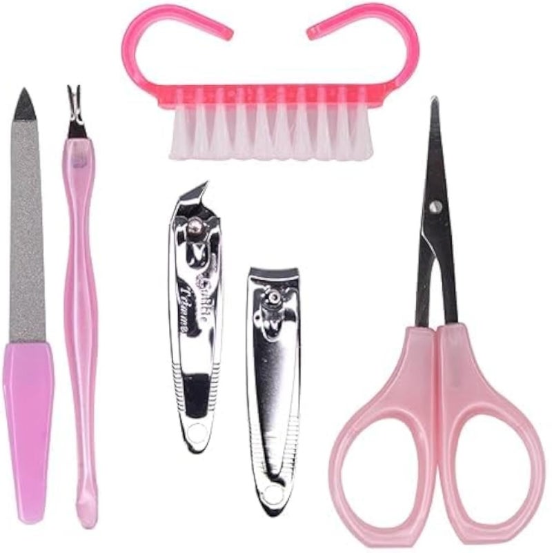 Nail Care Kit, 5-Piece Manicure Set with Nail File, Cuticle Trimmer, Nail Clippers and Scissors, Pink