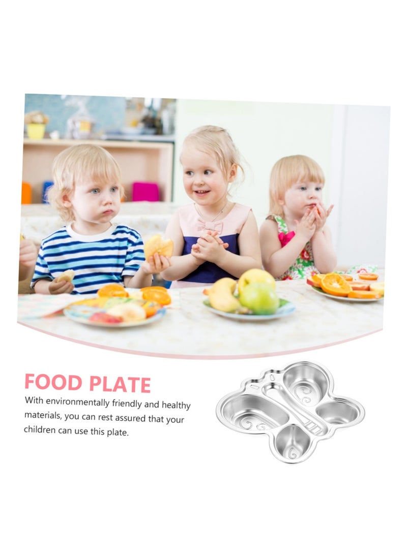 Excefore - Steel Divided Plates, Kids Training Plate, Divided Tray Food Serving Platter, Kids Camping Dish Stainless Steel Household Divider, for Toddlers and Kids, Camping, Lunch and Dinner - Image 1