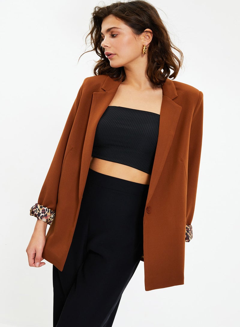 trendyol Brown Regular Lining Detailed Woven Blazer Jacket TWOAW20CE0316 - Image 3