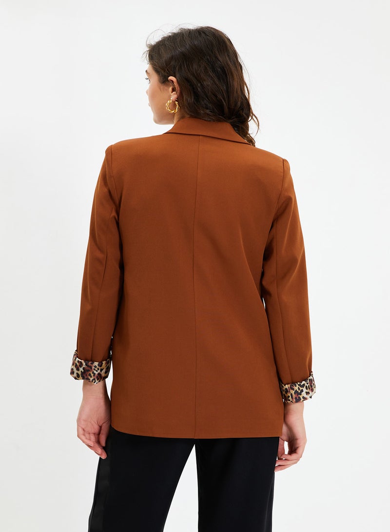 trendyol Brown Regular Lining Detailed Woven Blazer Jacket TWOAW20CE0316 - Image 5